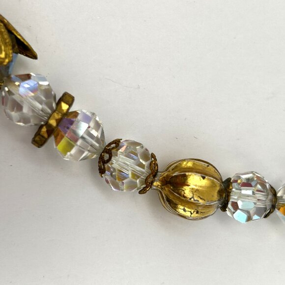 Vintage Czech Crystal Necklace Gold Tone Beads 14/20 GF Clasp 164 DRGM GES Mark - Picture 7 of 16